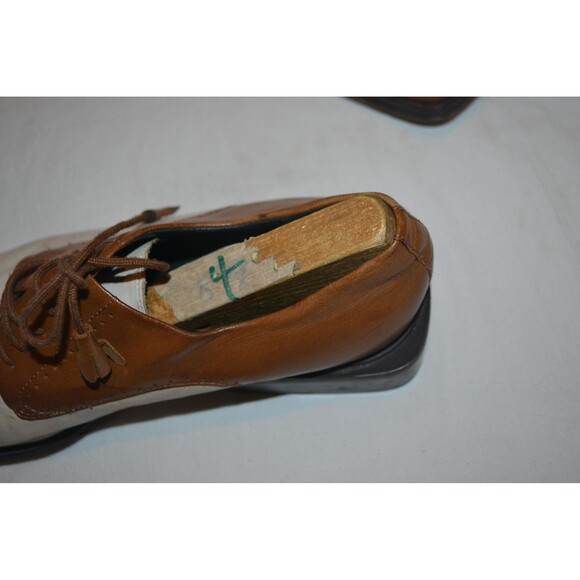 Vintage Spectator Two Tone Box Toe Leather Italian Stud Lindy Bop Guru - Picture 4 of 7